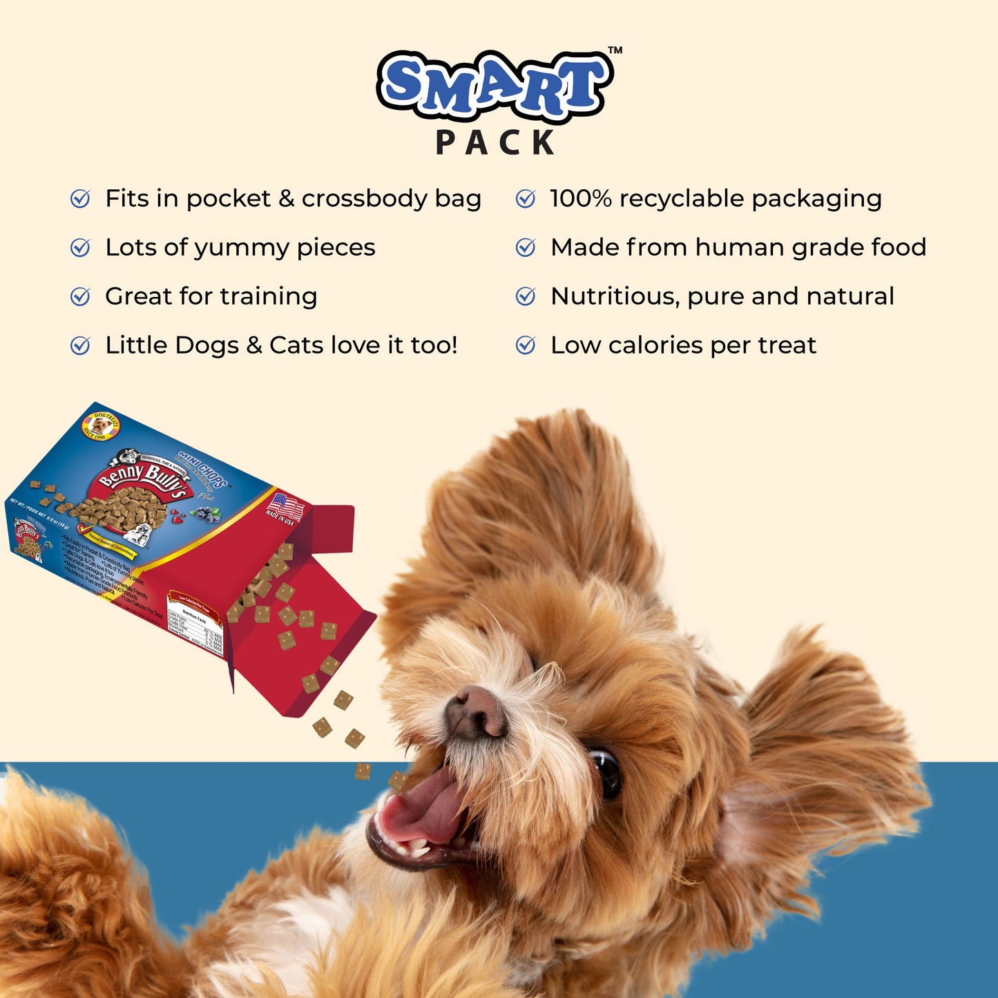 Benny Bullys® Mini Chops™ - Beef Liver & Blueberry in Smart Pack™