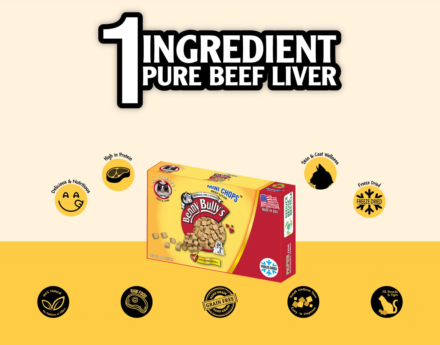 Benny Bullys® Mini Chops™ - Beef Liver in Smart Pack™ (Cat)