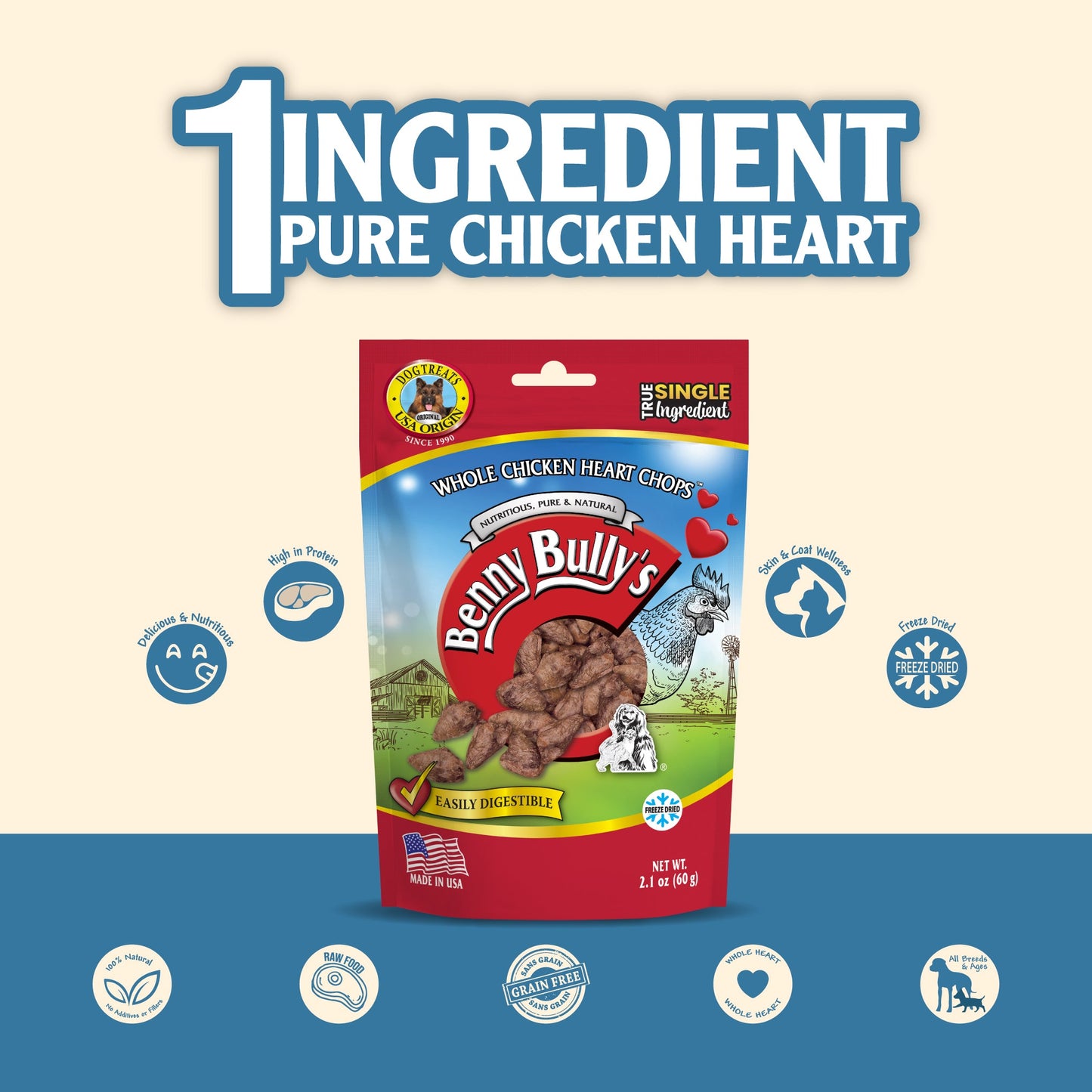 Benny Bullys® Whole Chicken Heart Chops™